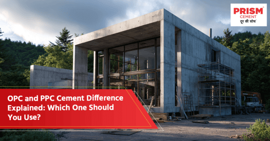 Modern concrete building under construction showing the difference between OPC and PPC cement.